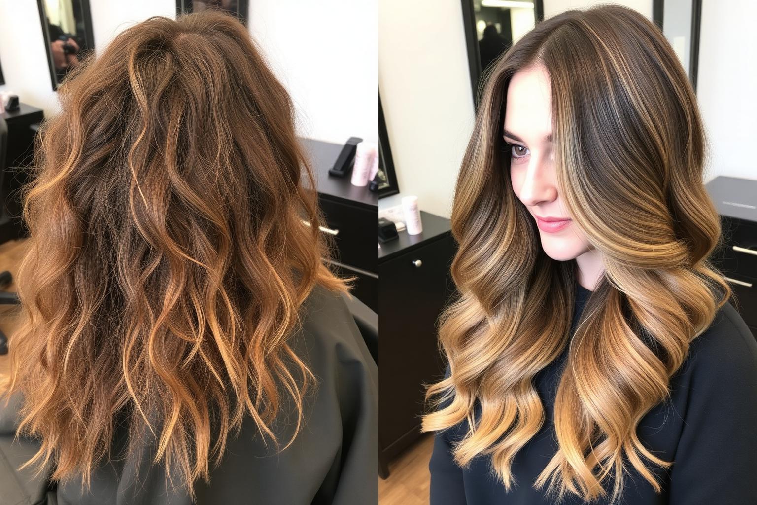 Before and after Balayage Transformation