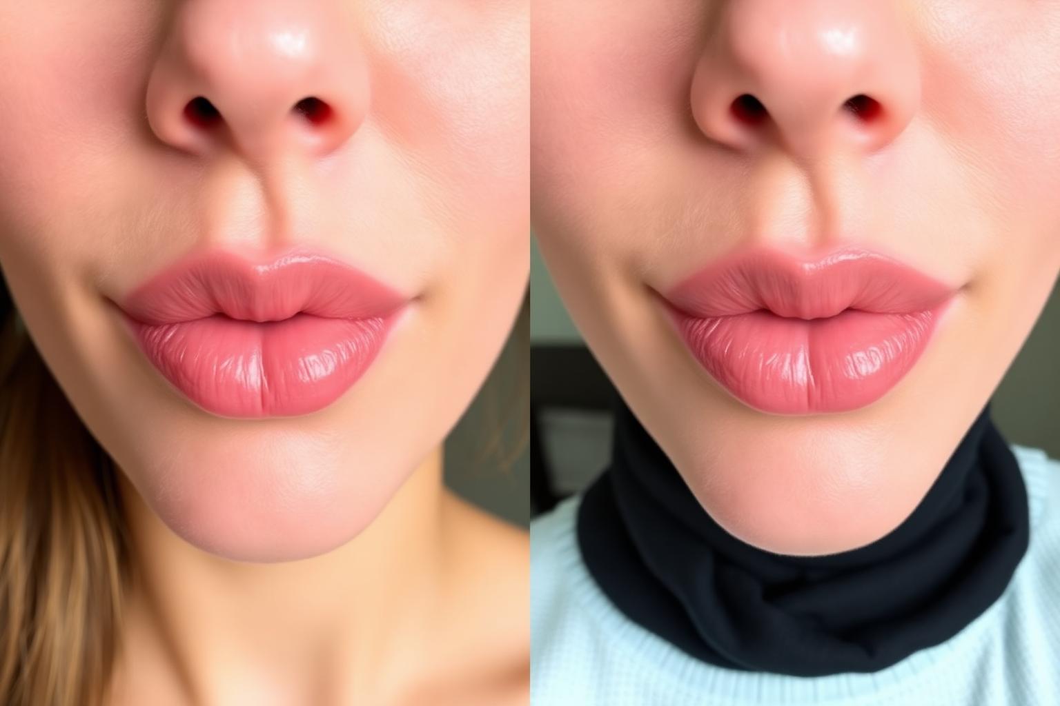 Before and after Lip Gloss Enhancement