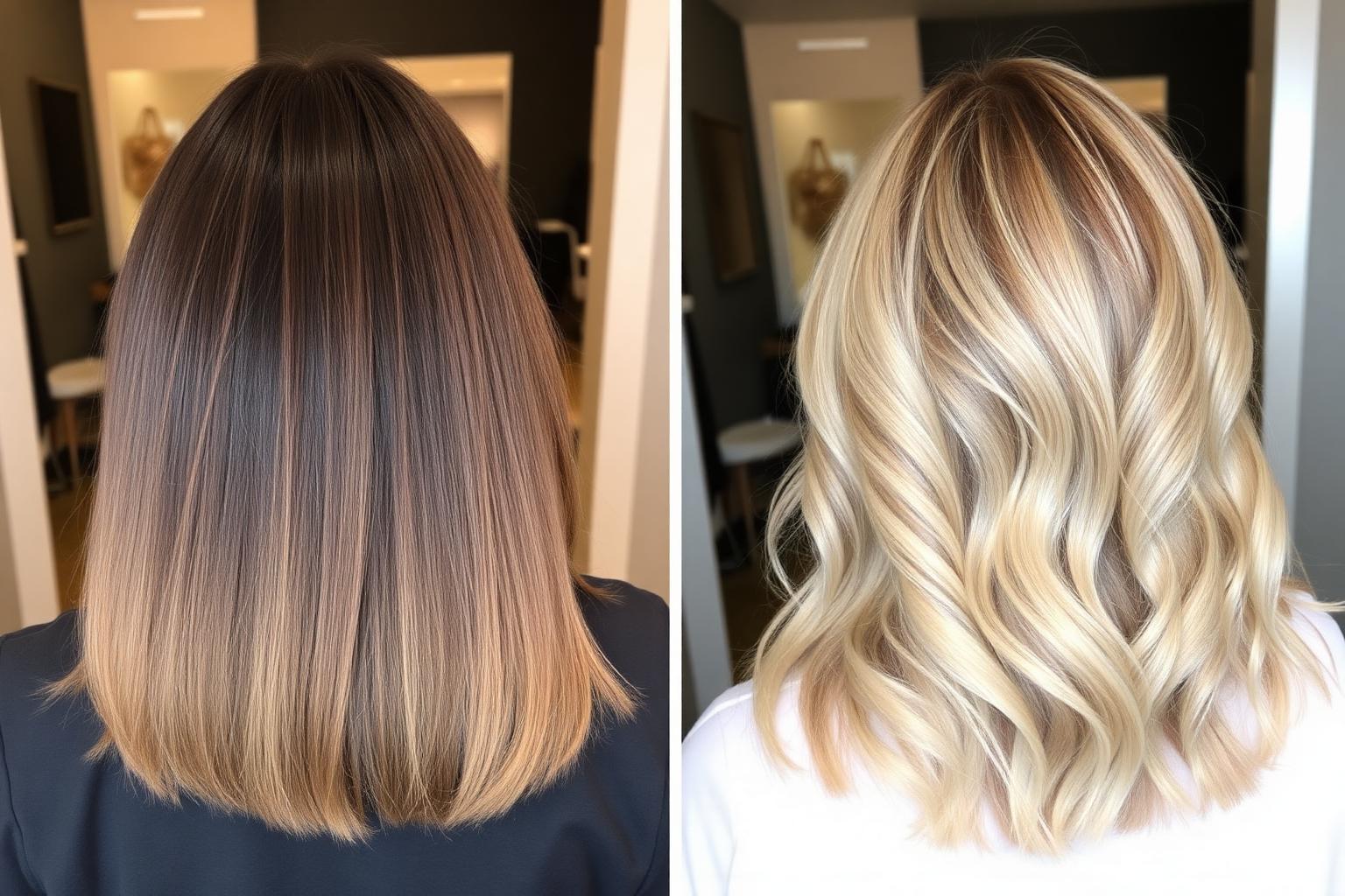 Before and after Honey Blonde Color