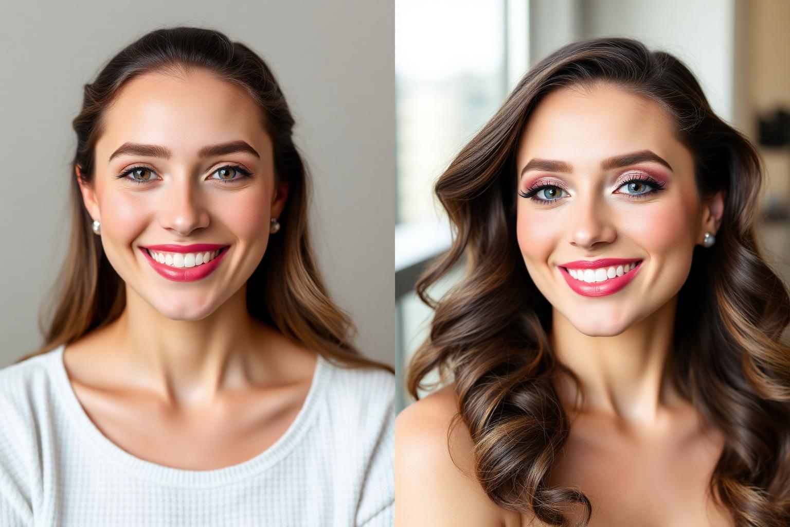 Before and after Soft Glam Makeup